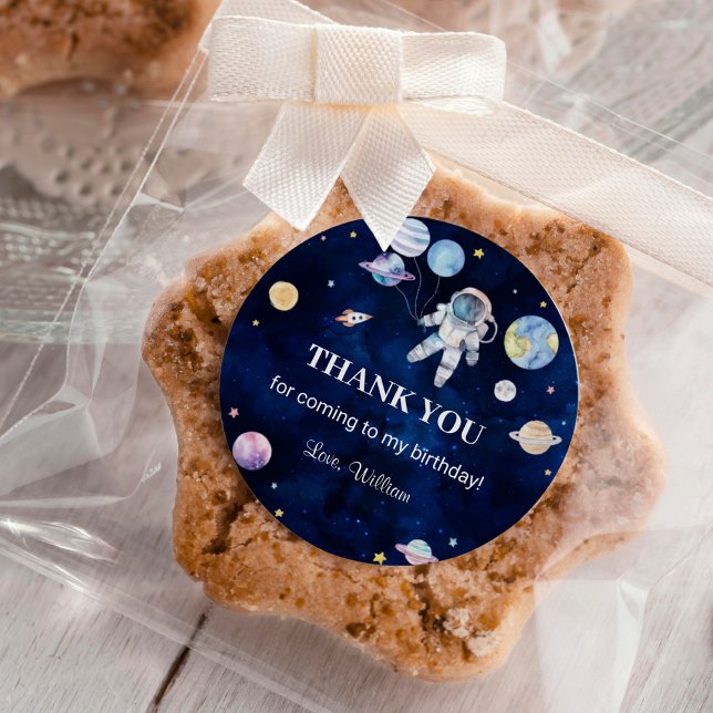 Adesivo Redondo Planetas de Espaço Exterior Festa de aniversário C (Criador carregado)