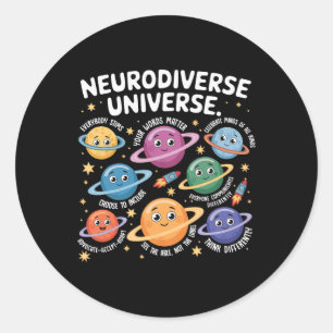 Adesivo Redondo Planetas de Inclusão do Autismo Universo Neurodive