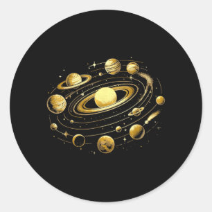 Adesivo Redondo Planetas do Sistema Solar Ciência Espacial Galáxia