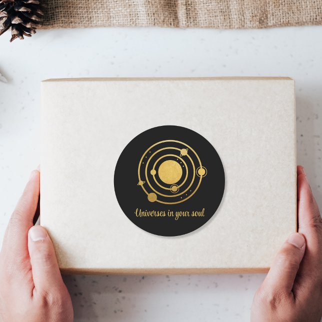 Adesivo Redondo Planetas do Sistema Solar de Folha Ouro (Criador carregado)