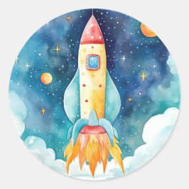 Adesivo Redondo Planetas Espaciais Exteriores Primeiro Aniversário