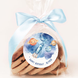 Adesivo Redondo Planetas exteriores Festa de aniversário Boy