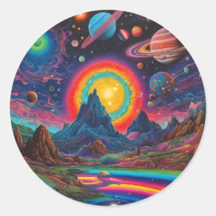 Adesivo Redondo Planetas selvagens 2