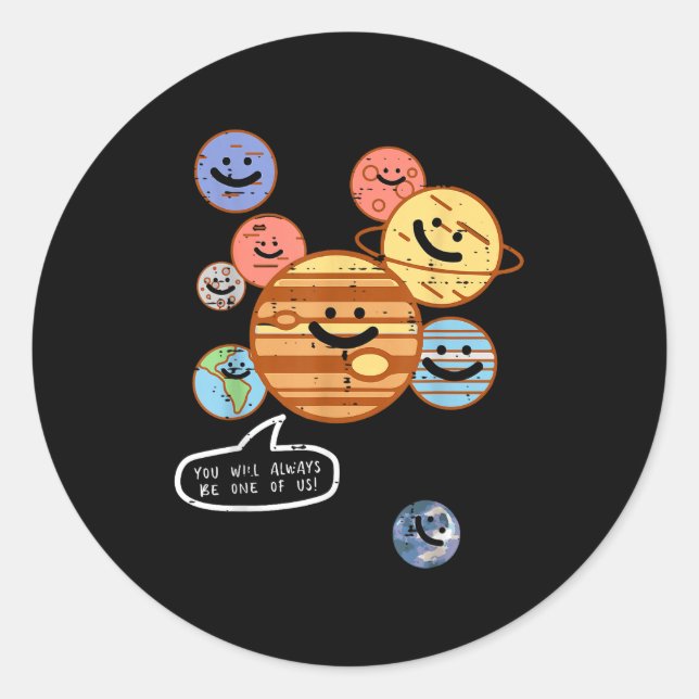 Adesivo Redondo Planets You Will Always Be One Of Us Galaxy Women  (Frente)