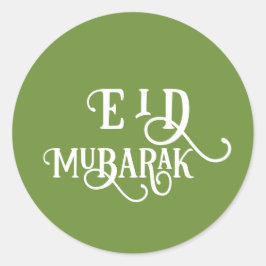 Adesivo Redondo Planície Verde da Floresta Eid Mubarak