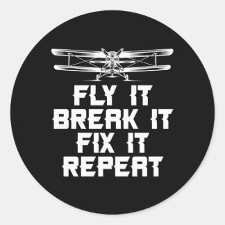 Adesivo Redondo Plano Controlado Por Rádio - Plano Piloto Rc - Pla