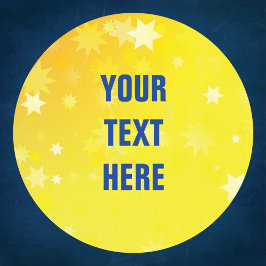 Adesivo Redondo Plano de fundo das Estrelas Douradas com texto per