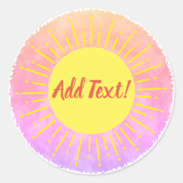 Adesivo Redondo Plano de Fundo do Chá de fraldas de Aquarela Sunsh