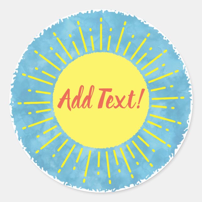 Adesivo Redondo Plano de Fundo do Chá de fraldas de Aquarela Sunsh (Frente)