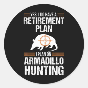 Adesivo Redondo Plano de Reforma Engraçado Armadillo Possum Caçand