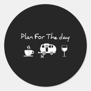 Adesivo Redondo Plano Para O Dia Café Acampamento Vinho