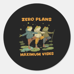 Adesivo Redondo Planos Zero Máximo de Vibes Engraçado Sapo Hoodie 