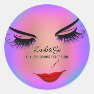 Adesivo Redondo Planta de artista de maquiagem - Lashes de óleo v
