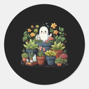 Adesivo Redondo Planta Fantasma Dama Halloween Planta de Jardinage