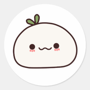 Adesivo Redondo Planta Kawaii Mochi