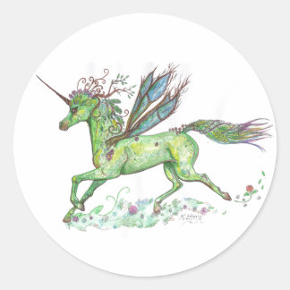 Adesivo Redondo Planta Unicorn Sticker
