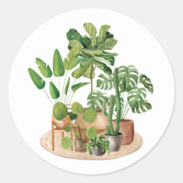 Adesivo Redondo Plantas de Casa Aquarela