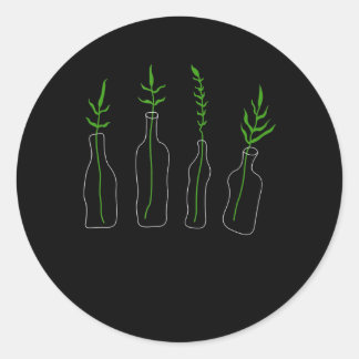 Adesivo Redondo plantas em garrafas de gif botânica