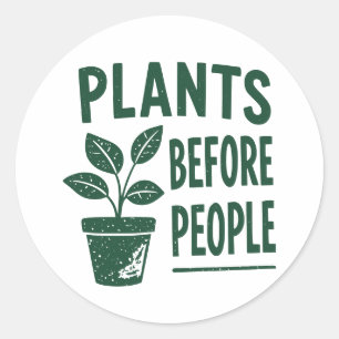 Adesivo Redondo Plantas Engraçadas Antes das Pessoas Arte de Carim