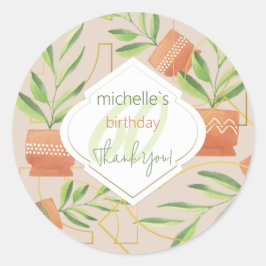 Adesivo Redondo Plantas Frescas Em Potes Cerâmicos