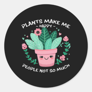 Adesivo Redondo Plantas Me Fazem Feliz Dia Da Terra
