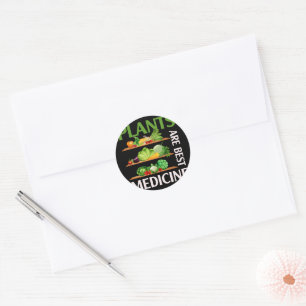 Adesivo Redondo Plantas São A Melhor Medicina Vegan Planta De Comi