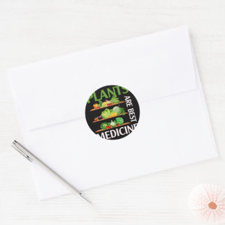 Adesivo Redondo Plantas São A Melhor Medicina Vegan Planta De Comi