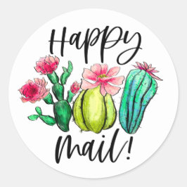 Adesivo Redondo Plantas Suculentas De Cactus Brilhantes E-Mail Fel