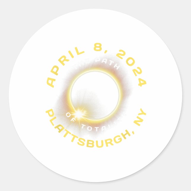 Adesivo Redondo Plattsburgh New York Solar Eclipse Totalidade abri (Frente)