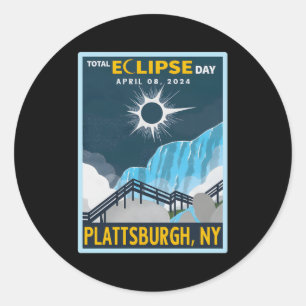 Adesivo Redondo Plattsburgh Nova York Total Eclipse Solar 2024