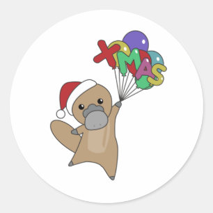 Adesivo Redondo Platypus Christmas — Animais Cubosos de Playpus