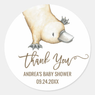 Adesivo Redondo Platypus Neutral Australiano Obrigado