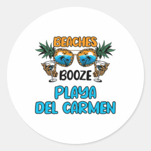 Adesivo Redondo Playa Del Carmen Beaches Booze Matriz de Férias do