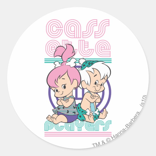 Adesivo Redondo Players de fita PEBBLES™ e BAM-BAM™ (Frente)