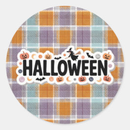Adesivo Redondo Playful Halloween Plaid