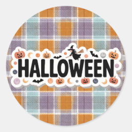 Adesivo Redondo Playful Halloween Plaid