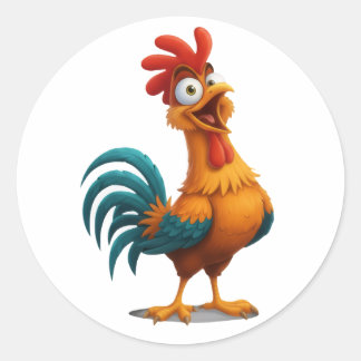 Adesivo Redondo Playful Happy Rooster Sticker