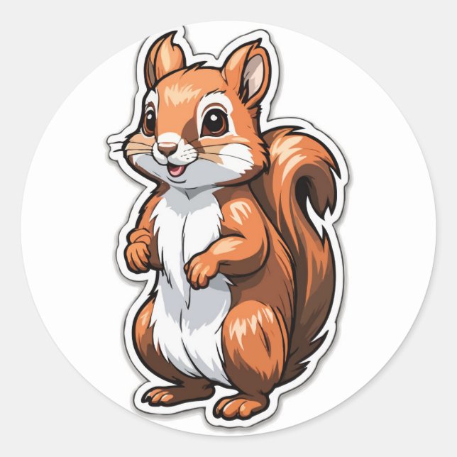 Adesivo Redondo Playful Squirrel Sticker - Noz e Nimble (Frente)