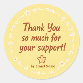 Adesivo Redondo Playful Yellow Thank You Business Sticker 