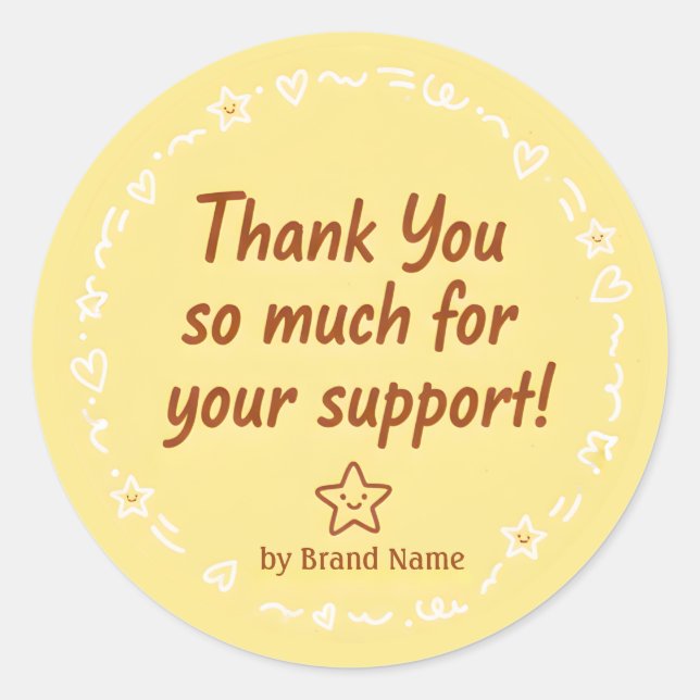 Adesivo Redondo Playful Yellow Thank You Business Sticker  (Frente)