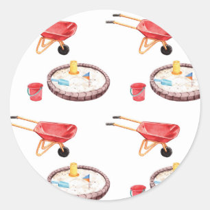 Adesivo Redondo Playground Park Birthday Sand Box