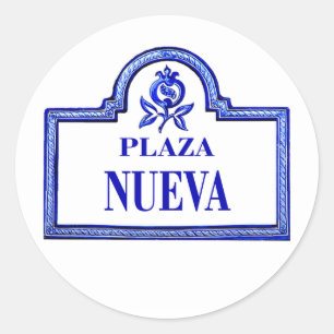 Adesivo Redondo Plaza Nueva, sinal de rua de Granada