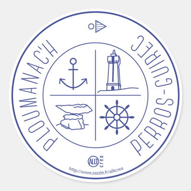 Adesivo Redondo Ploumanach Perros-Guirec (Frente)