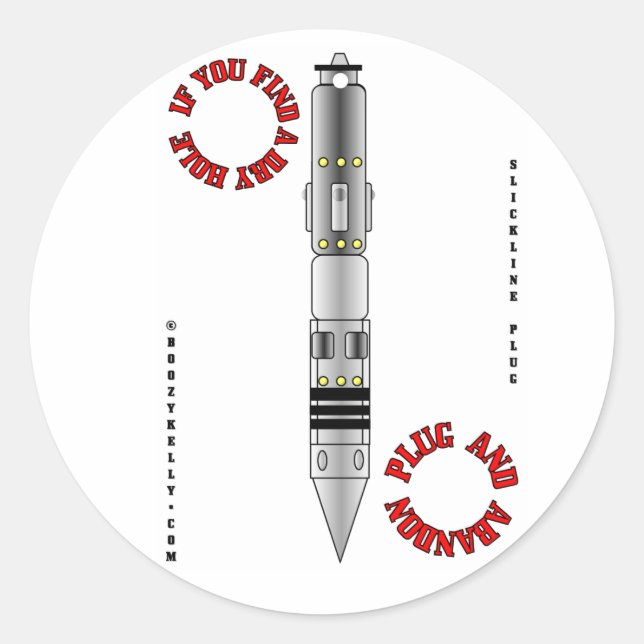 Adesivo Redondo Plug & Abandon,Mulher,Wireline,Sticker,Petróleo,Gá (Frente)