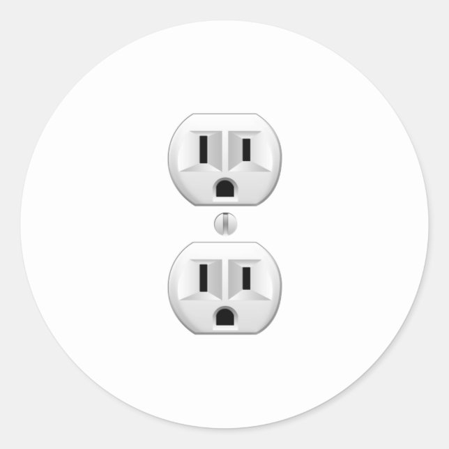 Adesivo Redondo Plug-elétrico Clique para Personalizar Decor de Co (Frente)