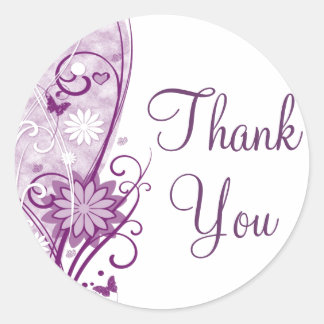 Adesivo Redondo Plum Floral Obrigado Sticker/Seal