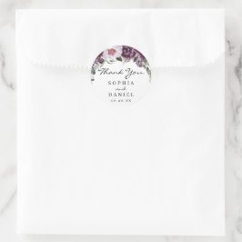 Adesivo Redondo Plum Peonies Weding Favor Sticker