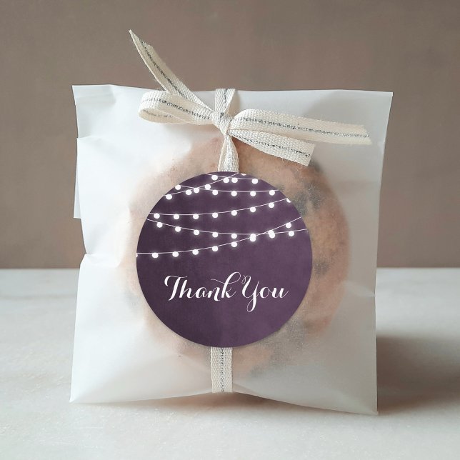 Adesivo Redondo Plum String Lights Obrigado Stick (Criador carregado)