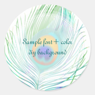 Adesivo Redondo Pluma de pavão PixDezine