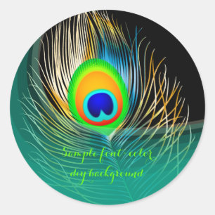 Adesivo Redondo Pluma de pavão PixDezine/DIYbackground